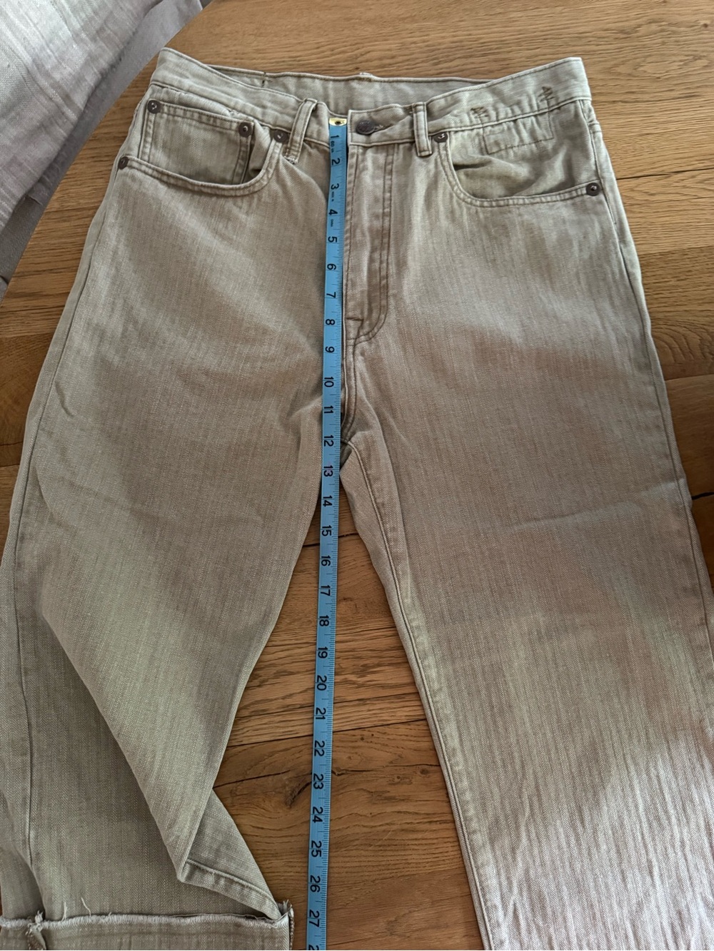 R13 Women's Straight Leg Jeans in Khaki - Picture 13 of 14